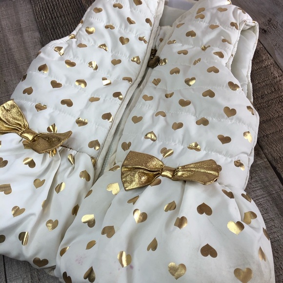 White & Gold Kids Headquarters Bubble/Puffer Peplum Winter Vest Size 3T - Picture 10 of 13